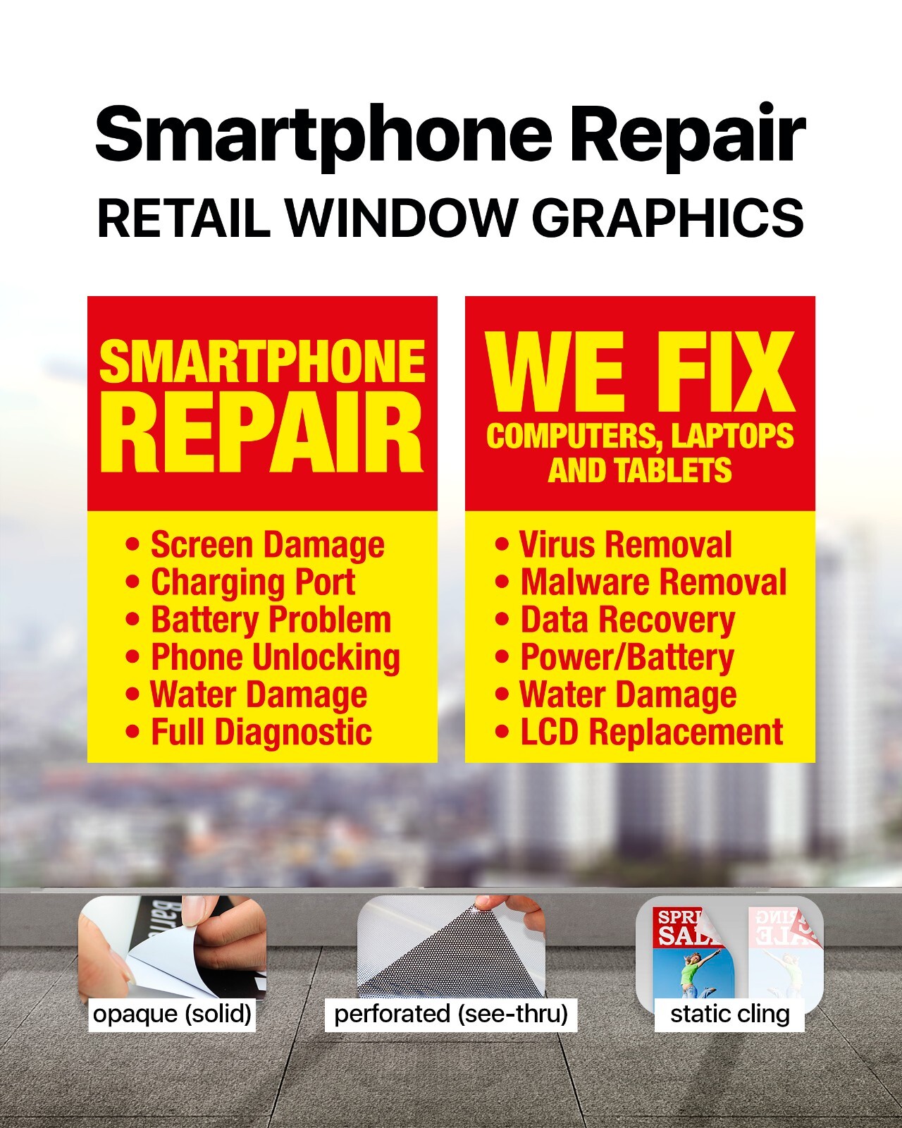 Cell Phone Computer Tablet Laptop REPAIR sign banner window decal wrap