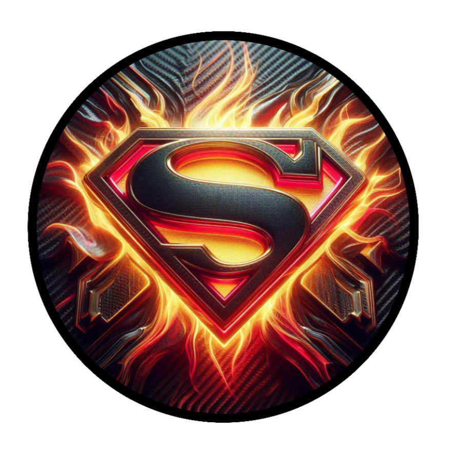 Superman (Fire Logo) 4" Vinyl Decal Car Cooler Laptop Truck Trailer Grill Decor