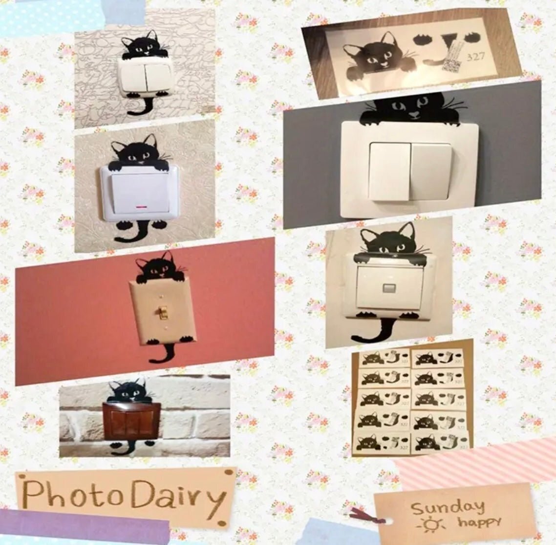 1 pc Cat Switch Stickers for Light Switches or Home Decor