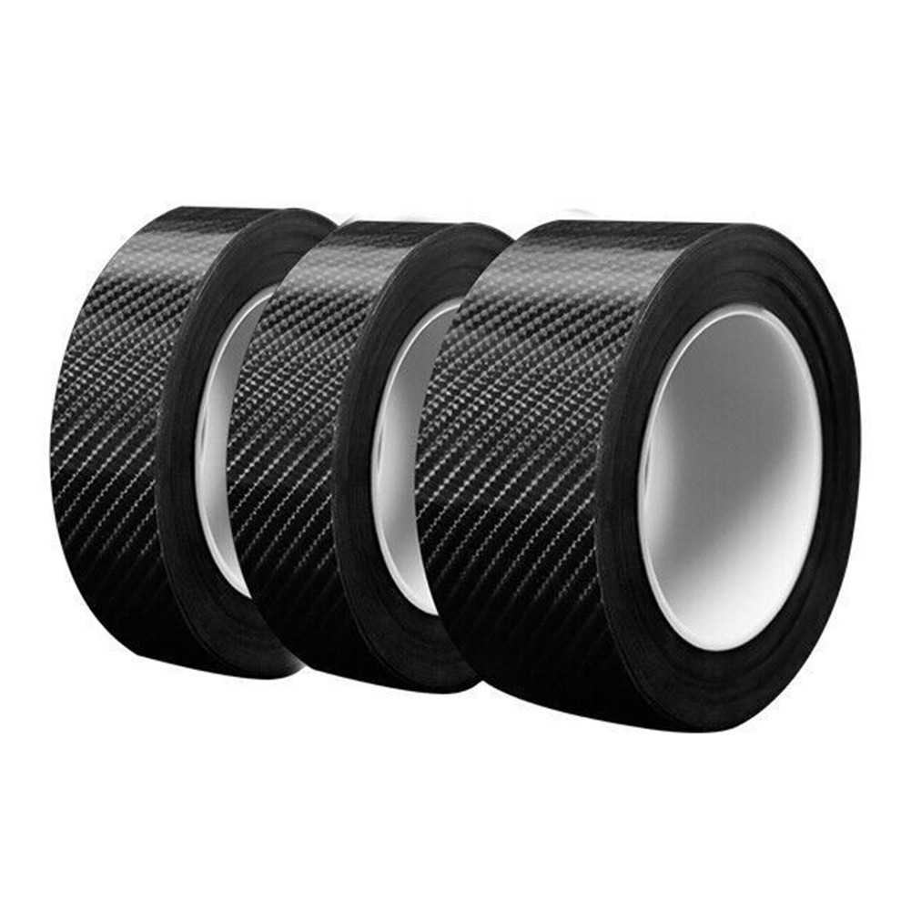 3pcs Carbon Fiber Car Stickers Door Sill Anti-Scratch Tape DIY Protection Film