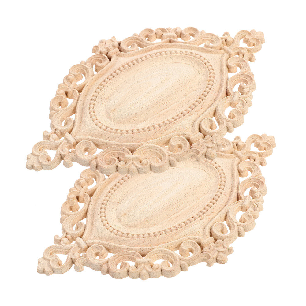 2pcs Wood Carved Onlay Wood Carving Appliques Traditional Furniture Wood Decal