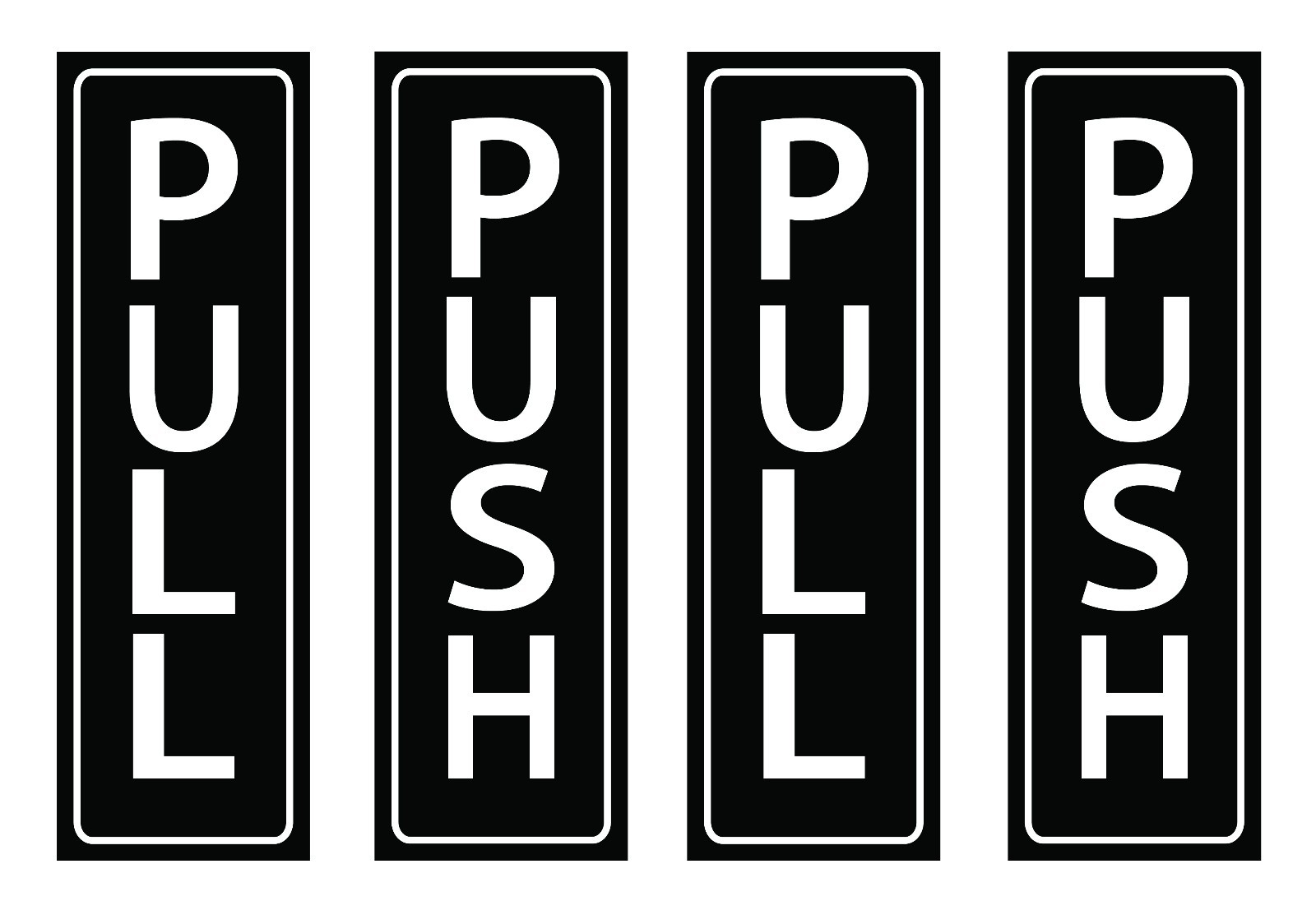 8×2.5" Pull(2/pack) and Push(2/pack) Sticker Business shop Glass Door Sticker