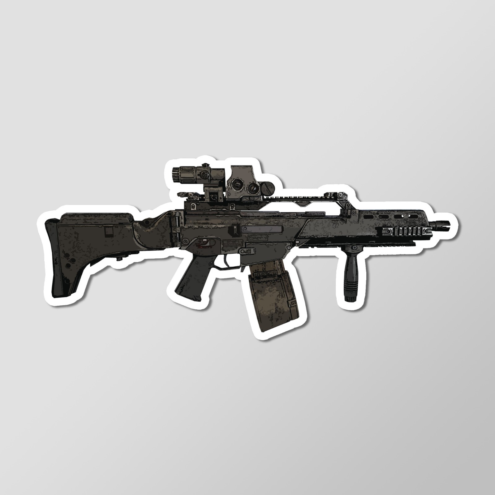 G36K Drum Mag Gun Art – Laptop Sticker Vinyl 4" Wide