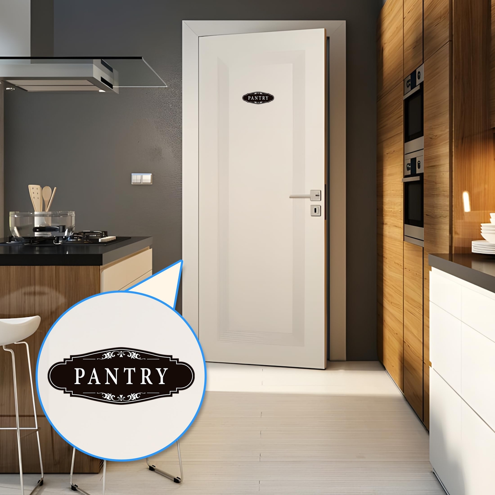3PCS Bathroom/Laundry Room/Pantry Door Signs Sticker, Self-Adhesive Weatherpr…