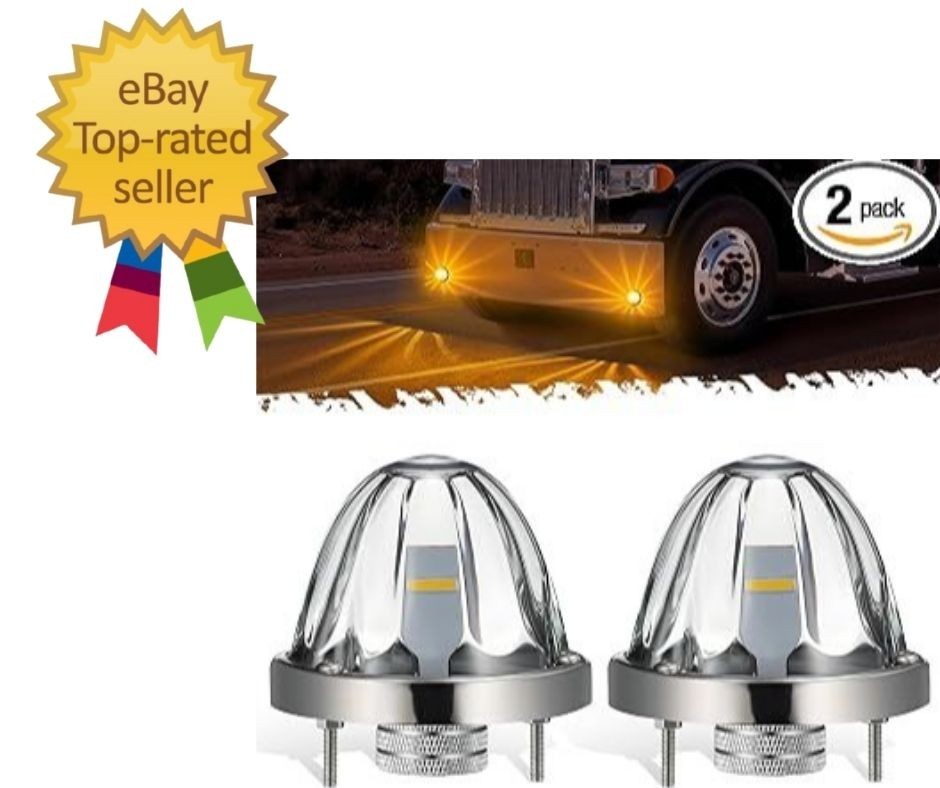 2Pcs Glass Watermelon Lights [Patent Pending] Clear Lens Amber LED Side
