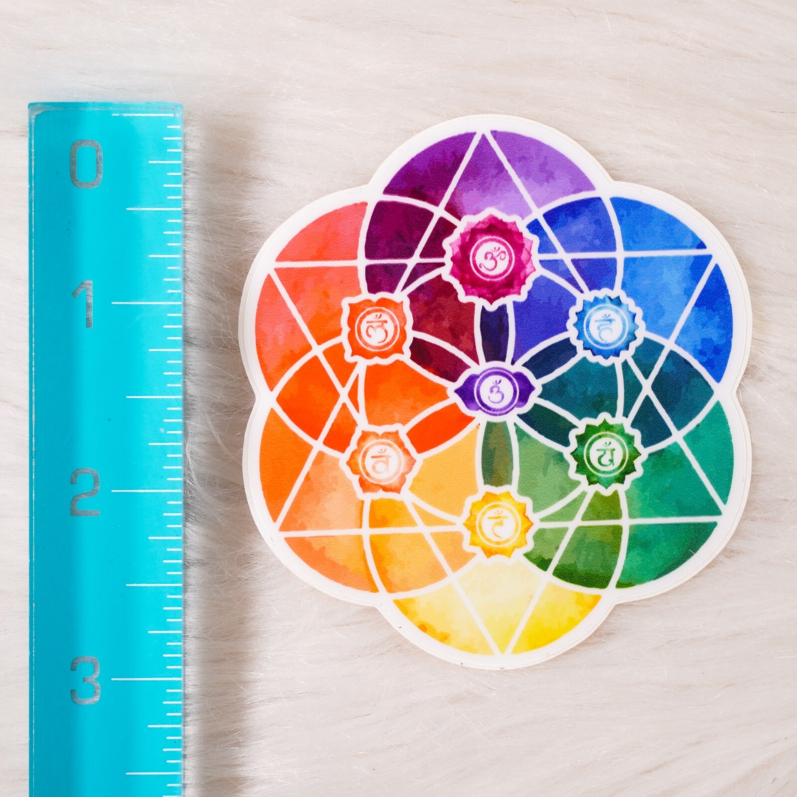 Chakra Rainbow Flower of Life Vinyl Waterproof Sticker Rainbow Laptop Decal