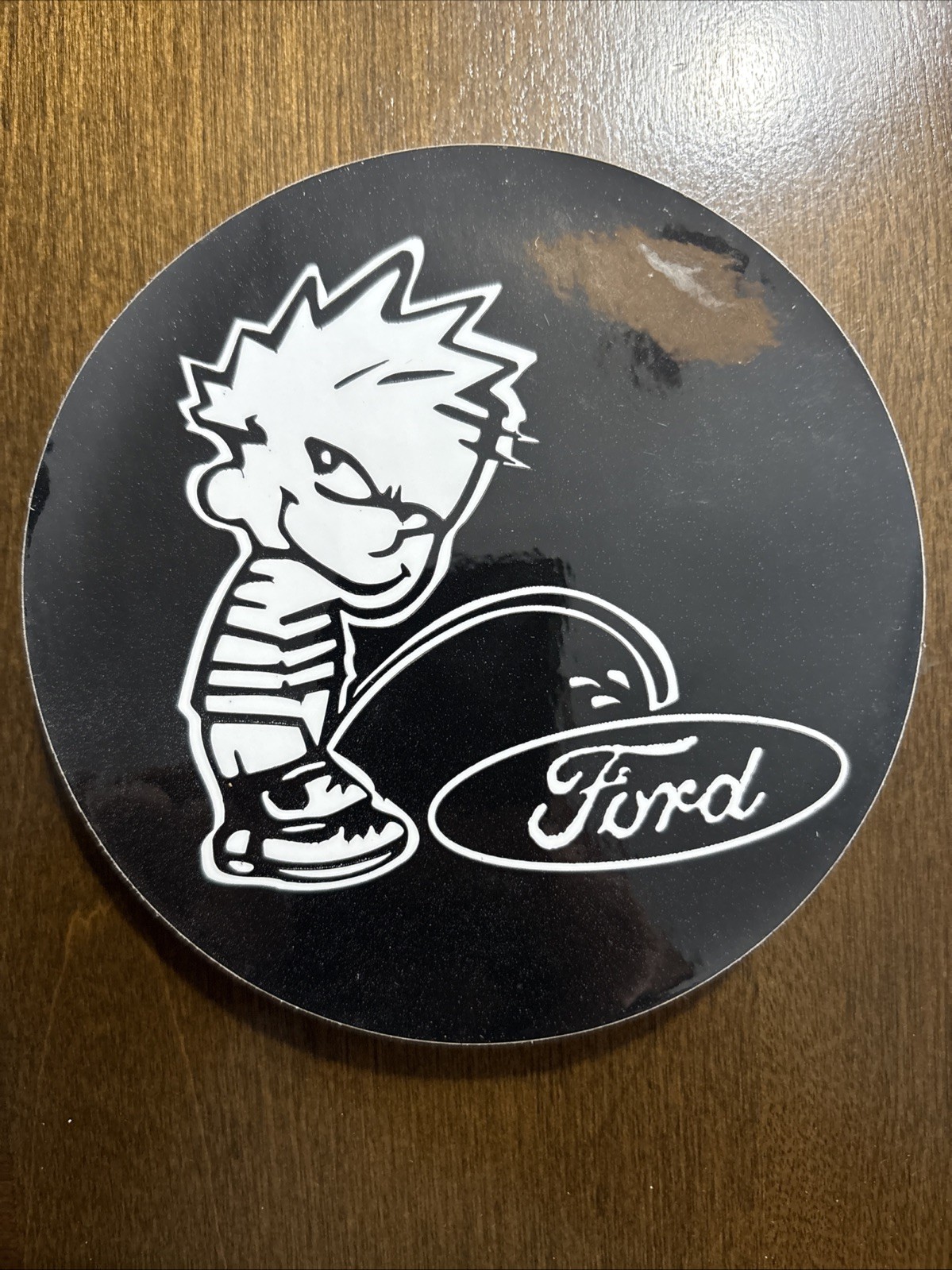 Calvin Peeing On The Ford Symbol