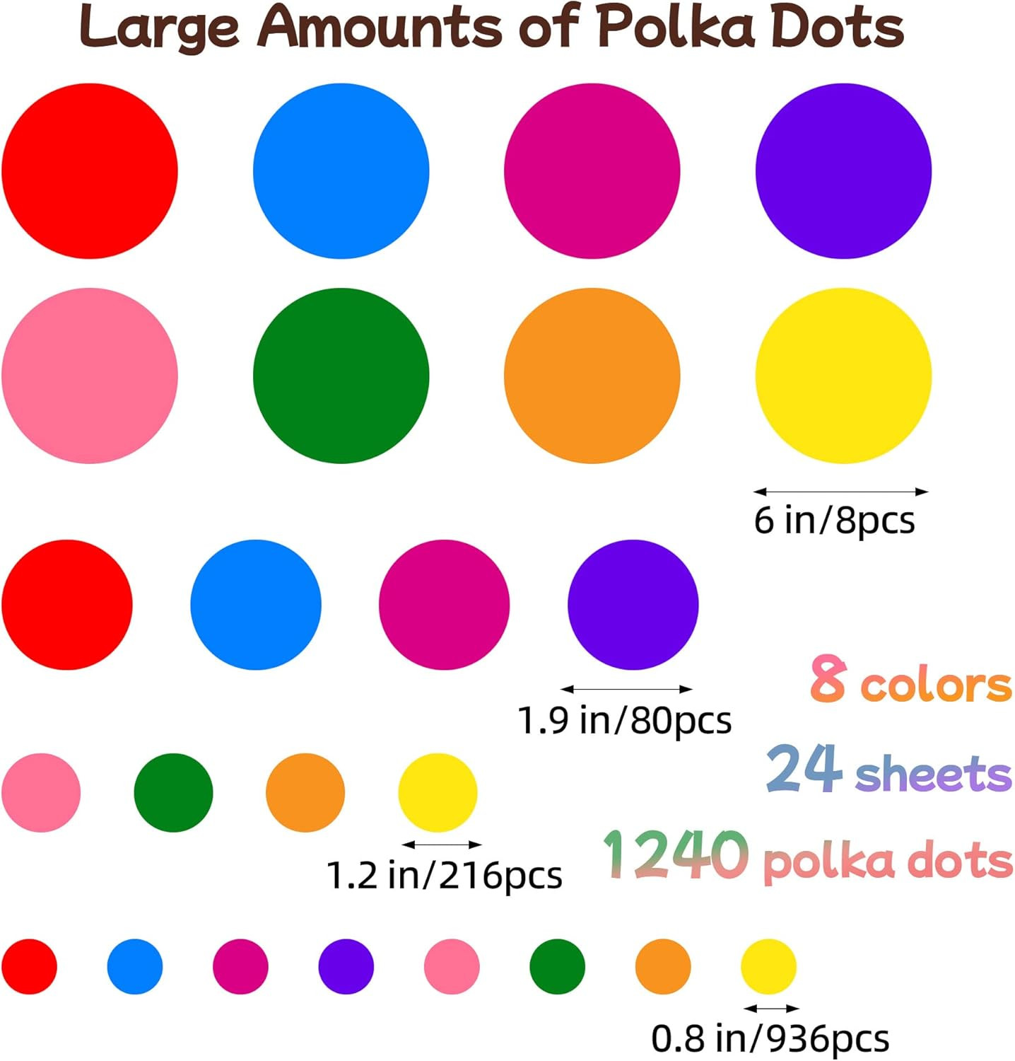 1240Pcs Polka Dot Wall Decals Colorful Boho Wall Decal Peel and Stick Kids Wall