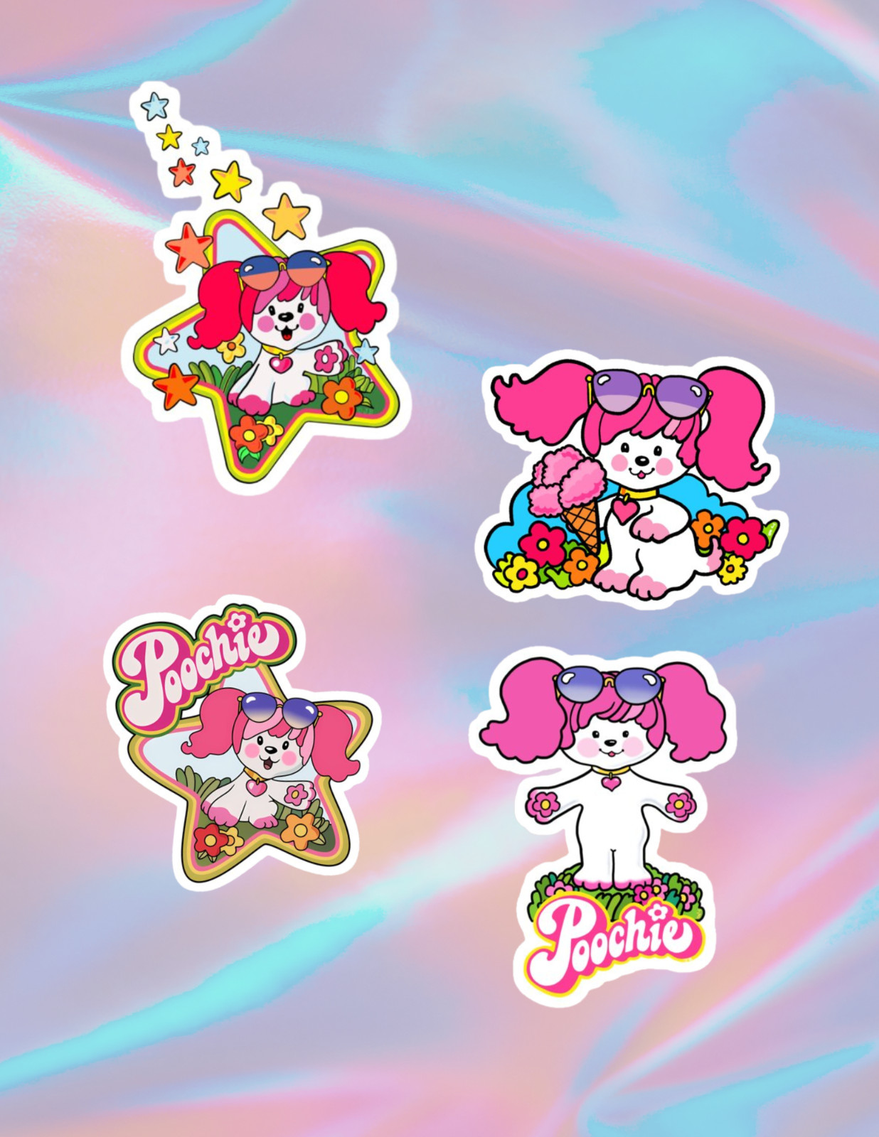 Poochie Retro Cartoon 4pc Sticker Pack