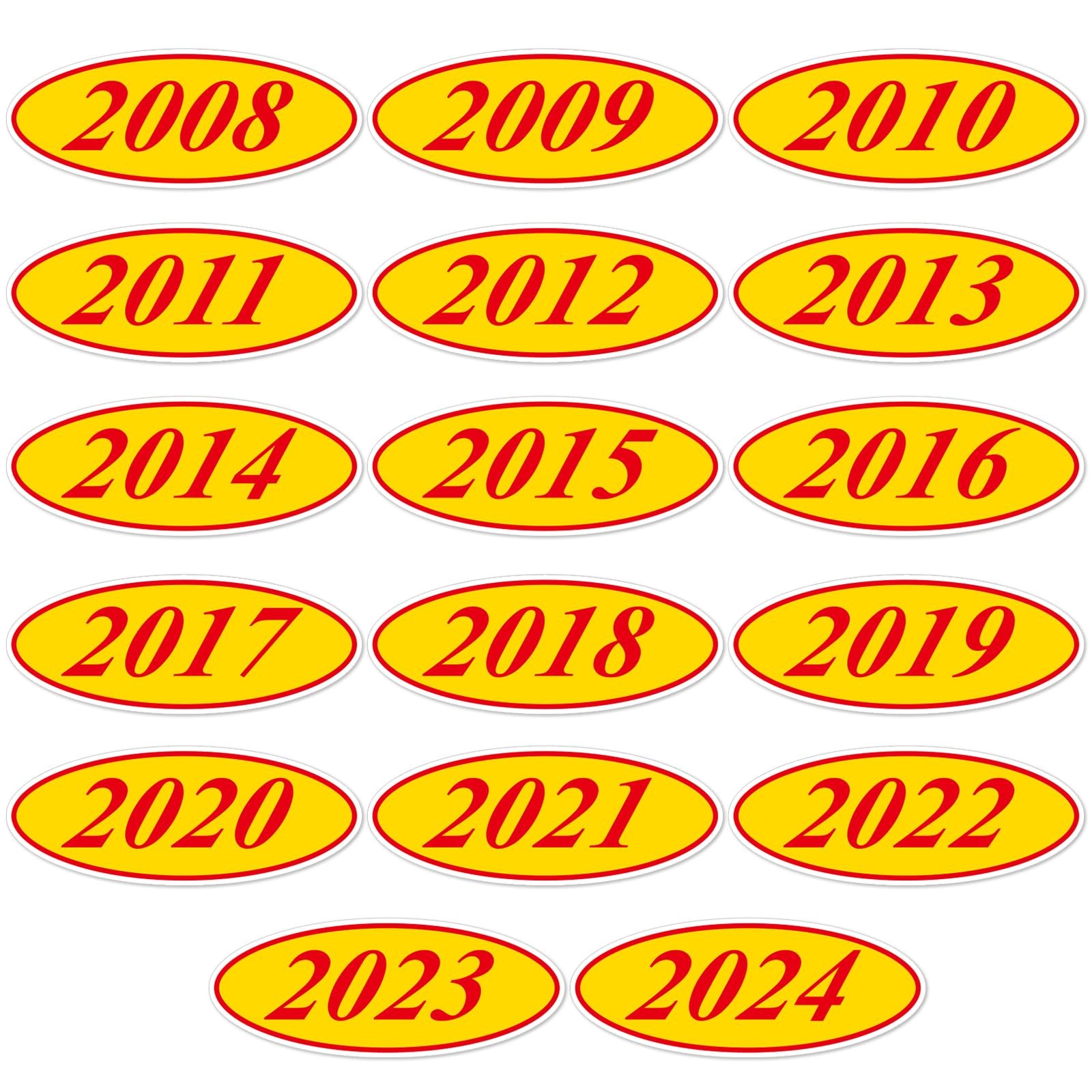 204 Pcs Oval Model Windshield Year Stickers Decals, 2008-2024 Large Oval Viny…