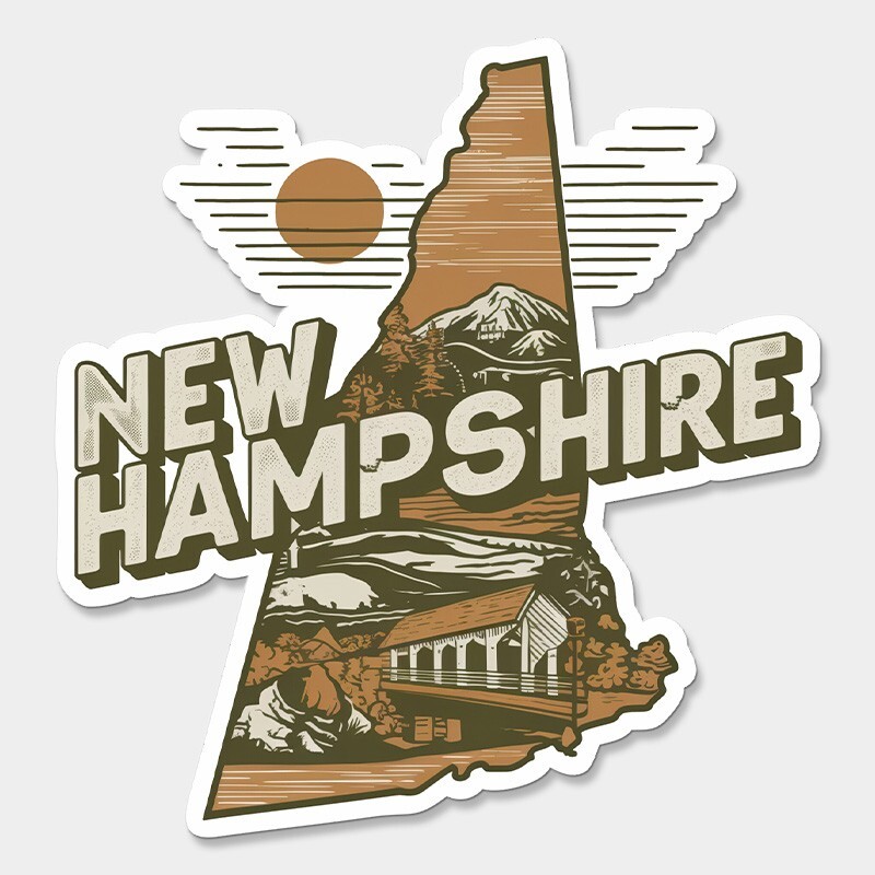 New Hampshire State Printed Sticker Vinyl Decal USA NH United States Car Window