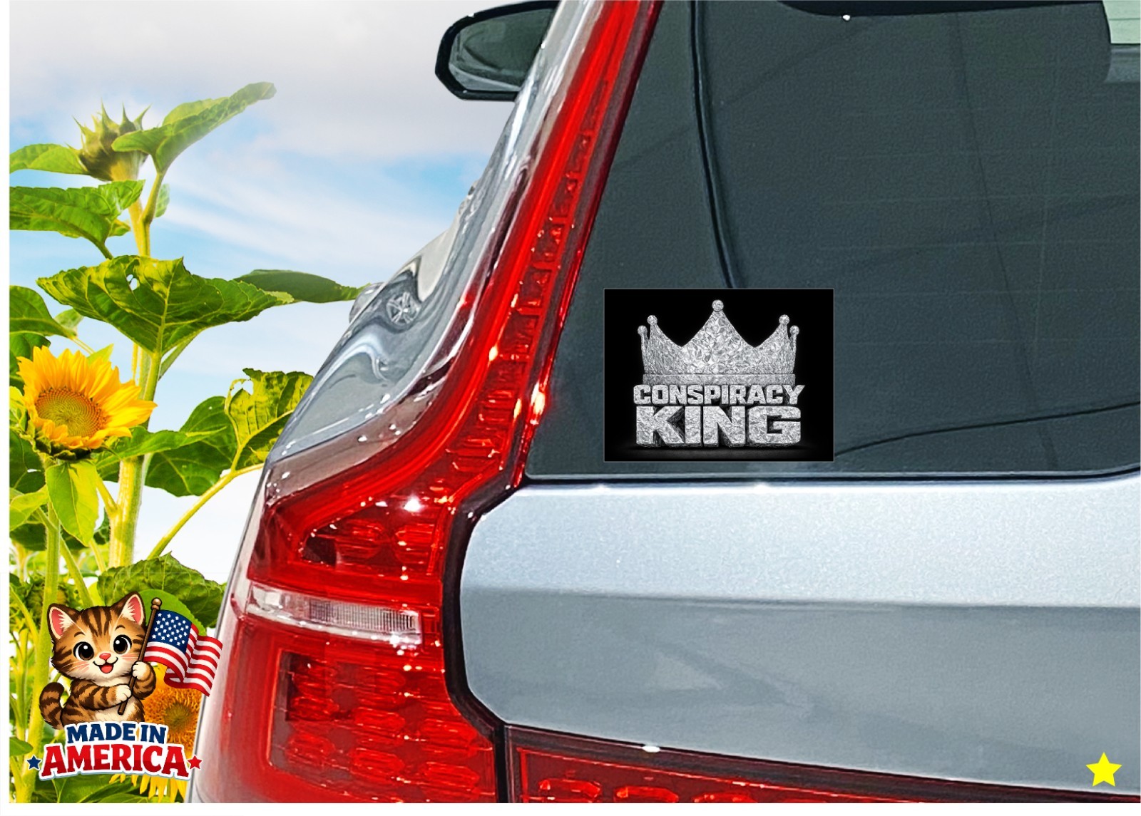 Conspiracy King Decal Sticker Tin Foil Hat Crown Theory Truth Awake Aluminum Gov