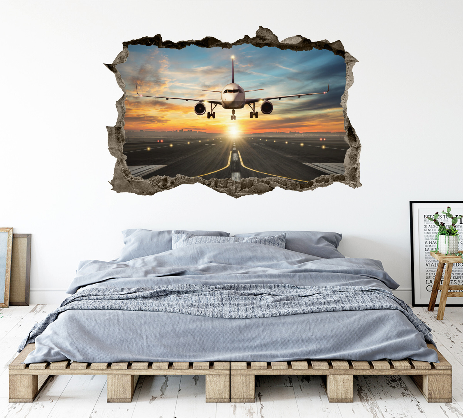 Airplane Wall Decal 3D AI Graphic Wall Art Sticker, Wall Decor, Vinyl KW154