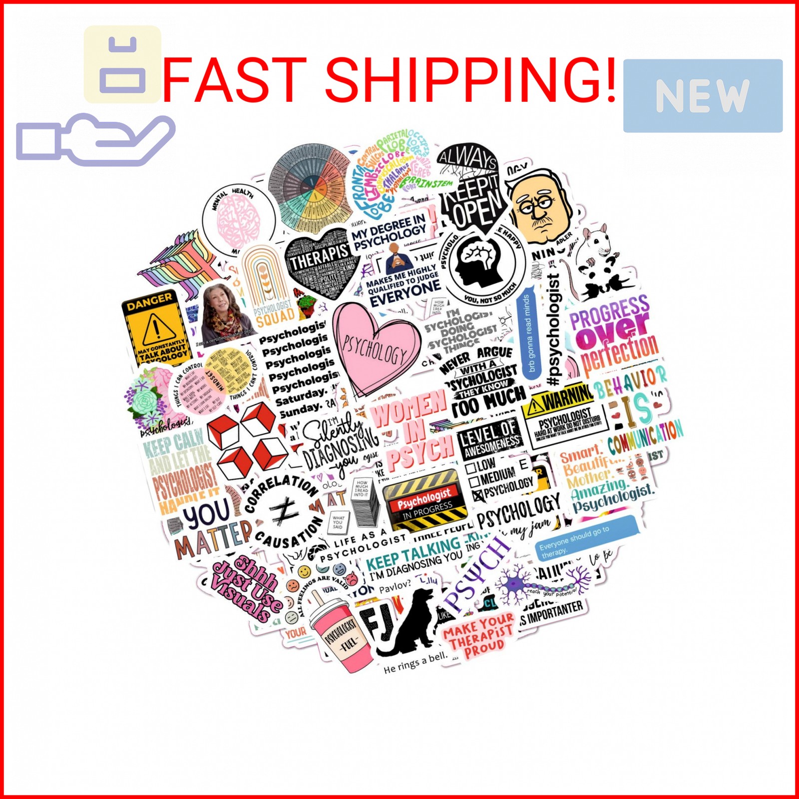 BulbaCraft Psychology Stickers (100Pcs), Funny Vinyl Decals for Laptop, Therapy