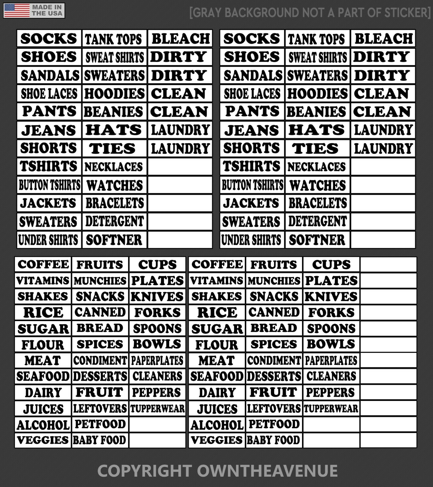 House Household Organizer Sticker Labels Kit 156 PCS Kitchen,Closet, Home Decals