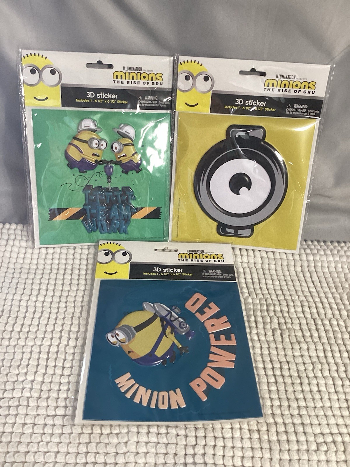 Minions Illumination The Rise Of Gru XL 3D Sticker Set New Sealed 6.5 x 6.5” Ea