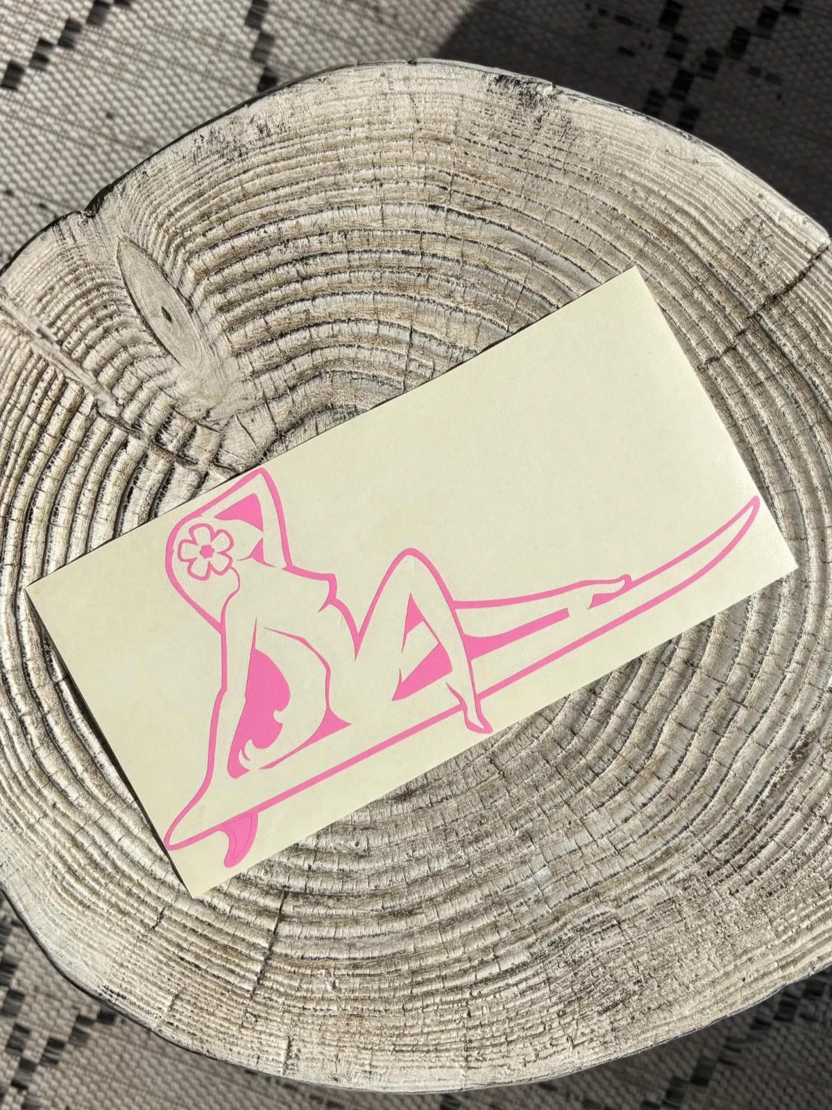 9" Pink Hawaiian Surf Sexy Surfer Girl~ Hawaii Vinyl Car Window Decal Sticker