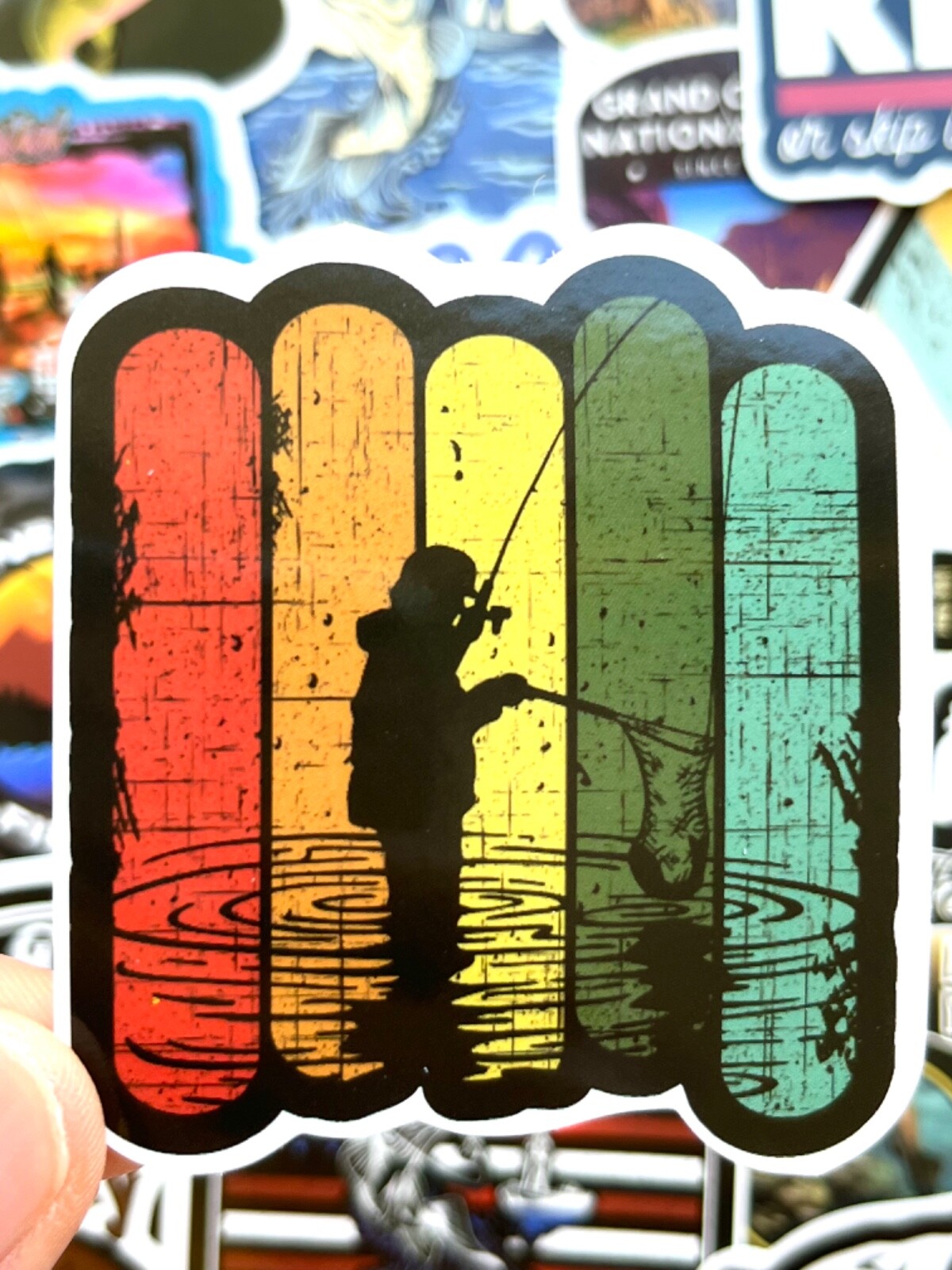 5-50 pcs Fishing Stickers, Cool Boho Boat Lake Phone Kindle Journal Laptop Decal
