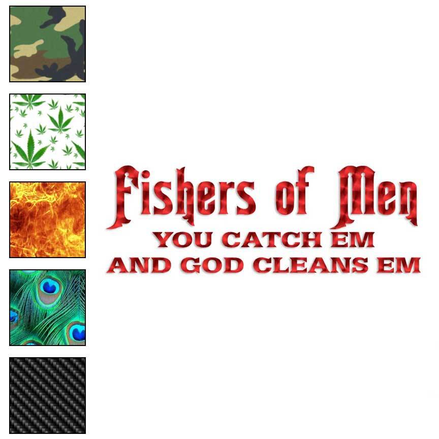 Fisher Of Men Fishing, Vinyl Decal Sticker, 40 Patterns & 3 Sizes, #1689
