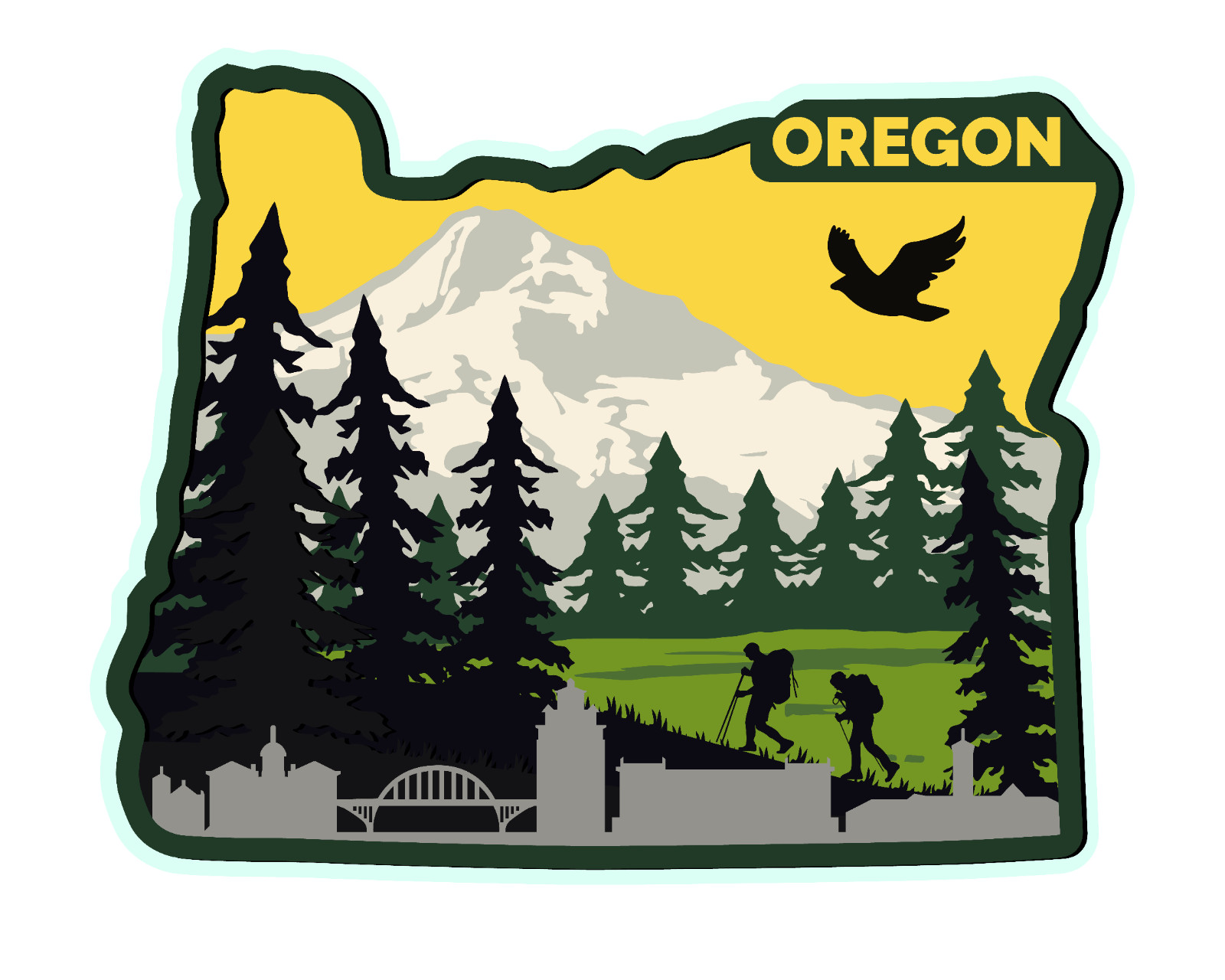 Oregon State Shape Adventure Vinyl Sticker 4×3 Inch Waterproof & Fade Resistant