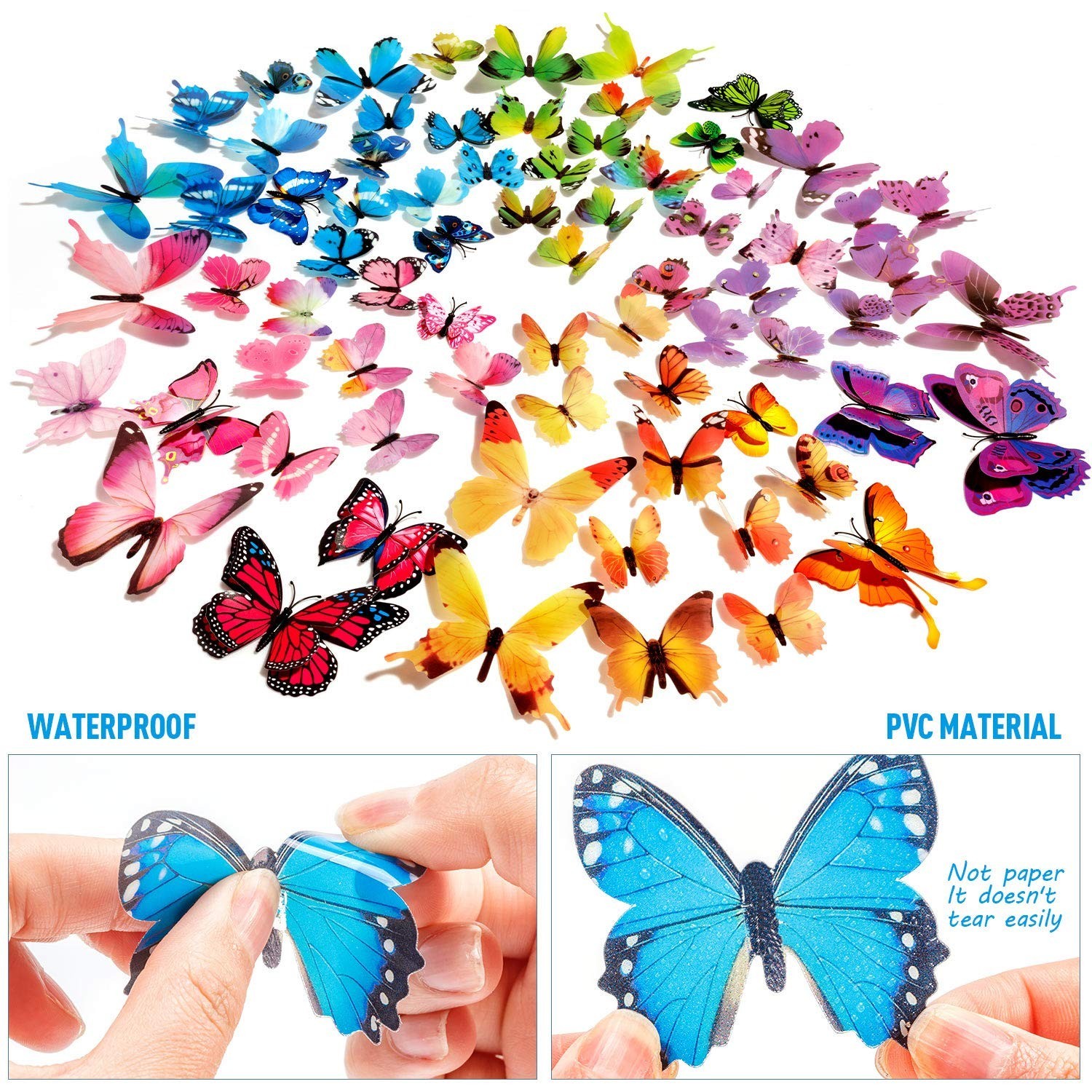 360PCS 3D Colorful Butterfly Wall Stickers – Removable DIY Art Decor for Home &