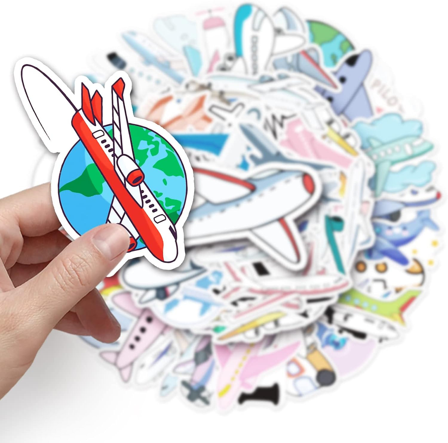 50Pcs Plane Stickers Airplane Aircraft Waterproof Vinyl Decals for Water Bottles