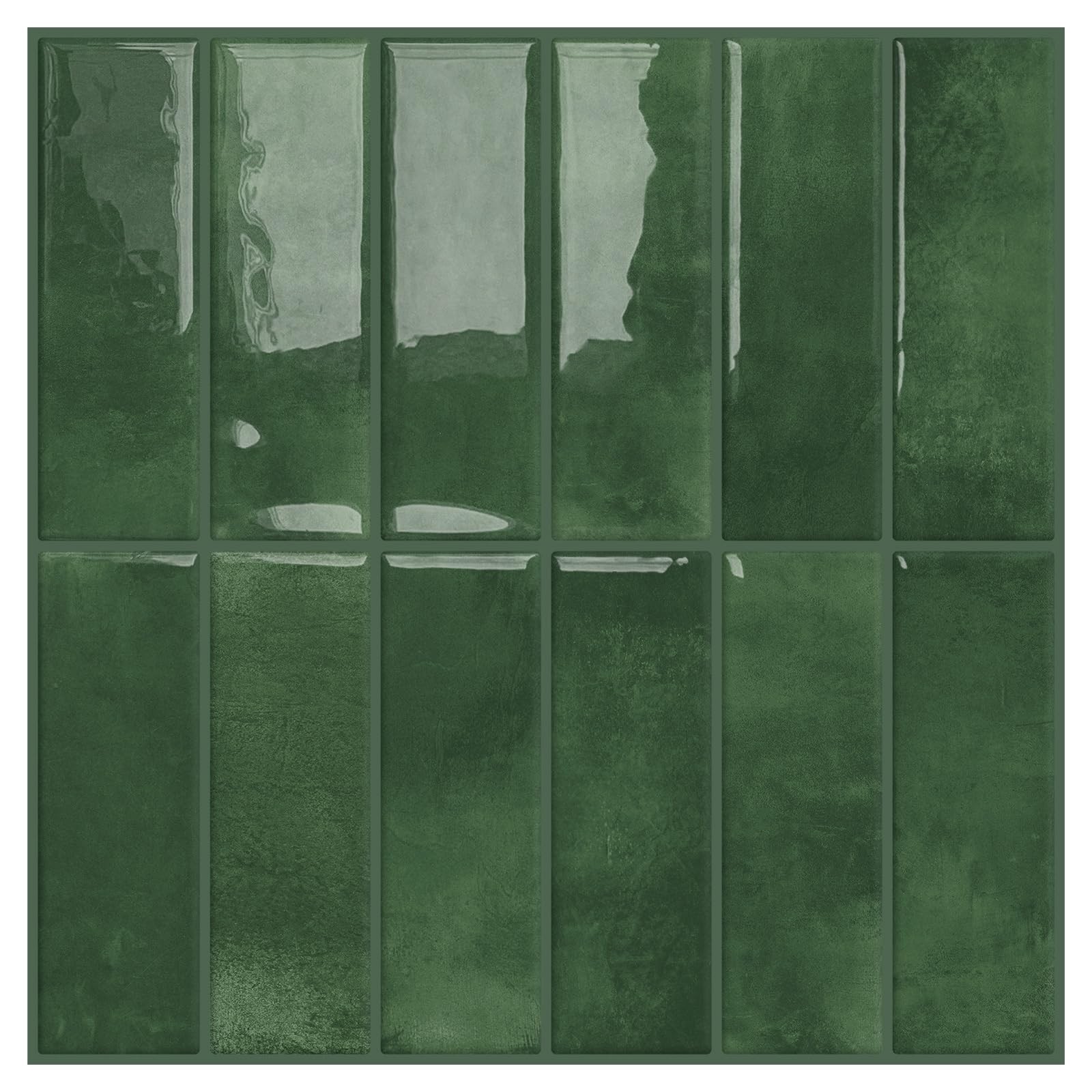 Green Peel and Stick Backsplash Tiles for Kitchen Wall 10-Sheet