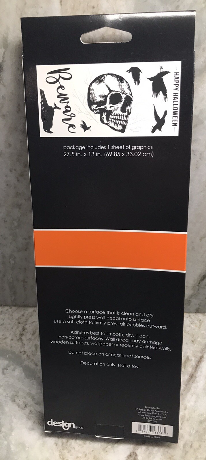 Happy Halloween Sheet Of Wall Art 27.5x13In Peel Stick Repo Enjoy-Flocked/Beware