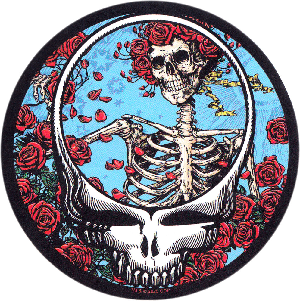 Sticker – Grateful Dead Bertha Skeleton Roses 1960s Rock Music Band Retro 3"