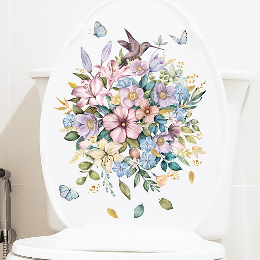 Lightweight Wall Sticker Flower 30*20cm Waterproof Harmless Hummingbird