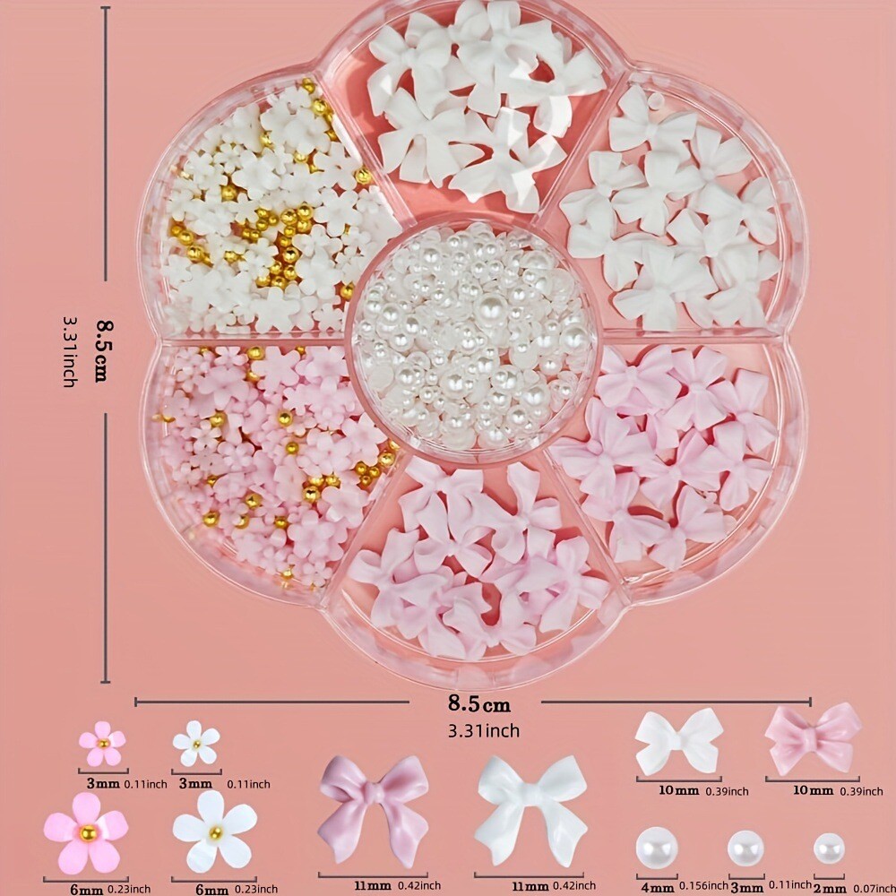 Resin Pearl Nail Beauty Ornament Bow Mixed