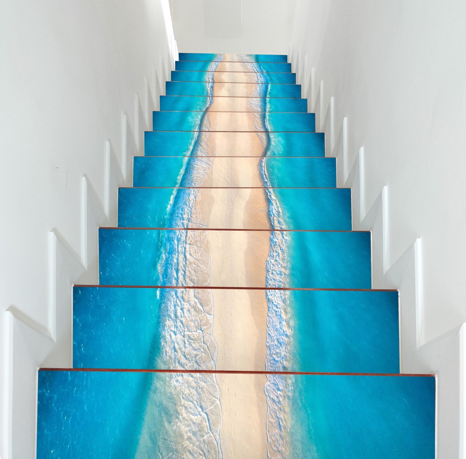 3D Beach Road W079 Stairs Risers Decoration Photo Mural Vinyl Wallpaper Vera
