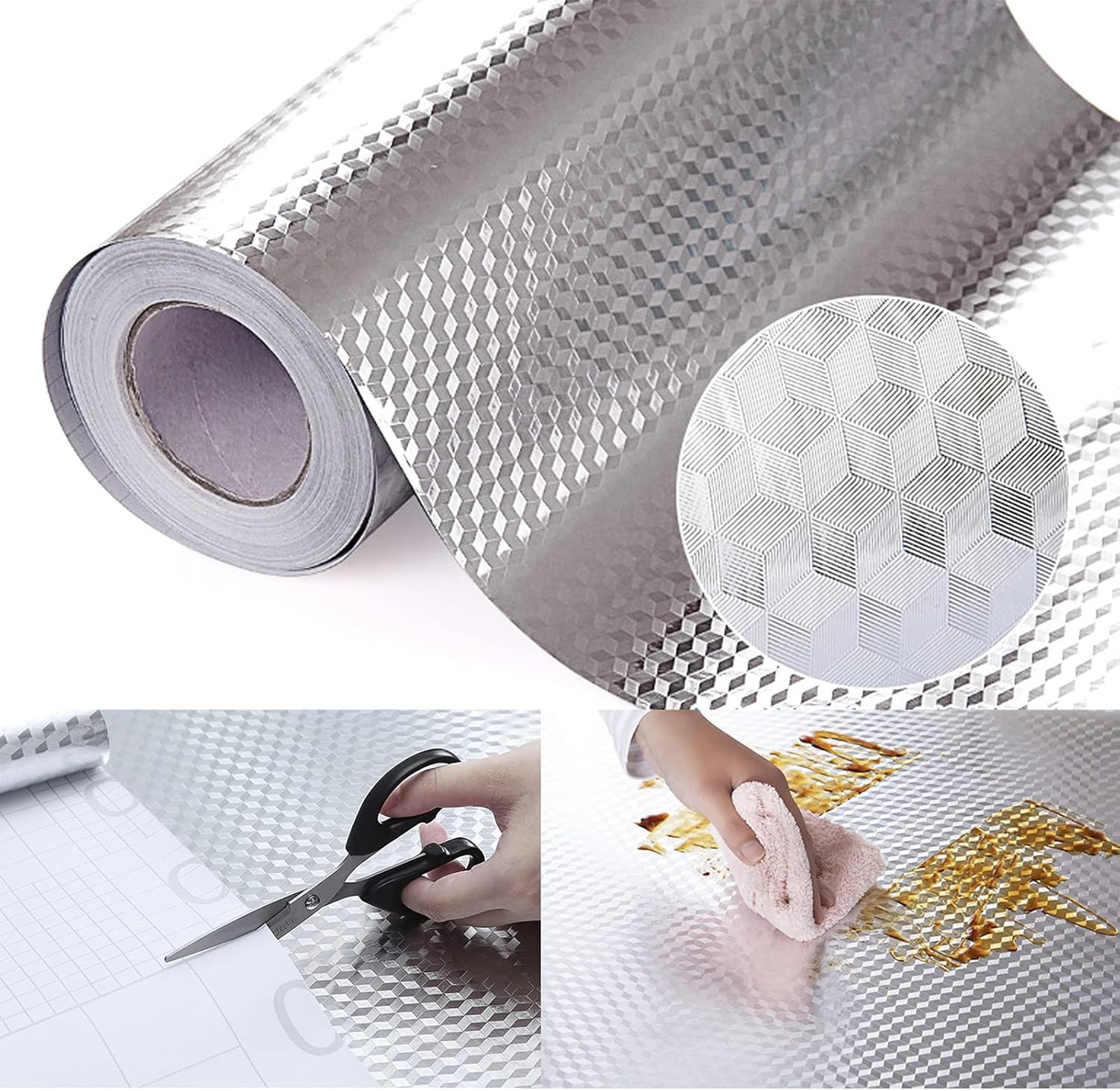Kitchen Wallpaper Oil Proof Sticker Backsplash Aluminum Foil Oil Self-Adhesive P