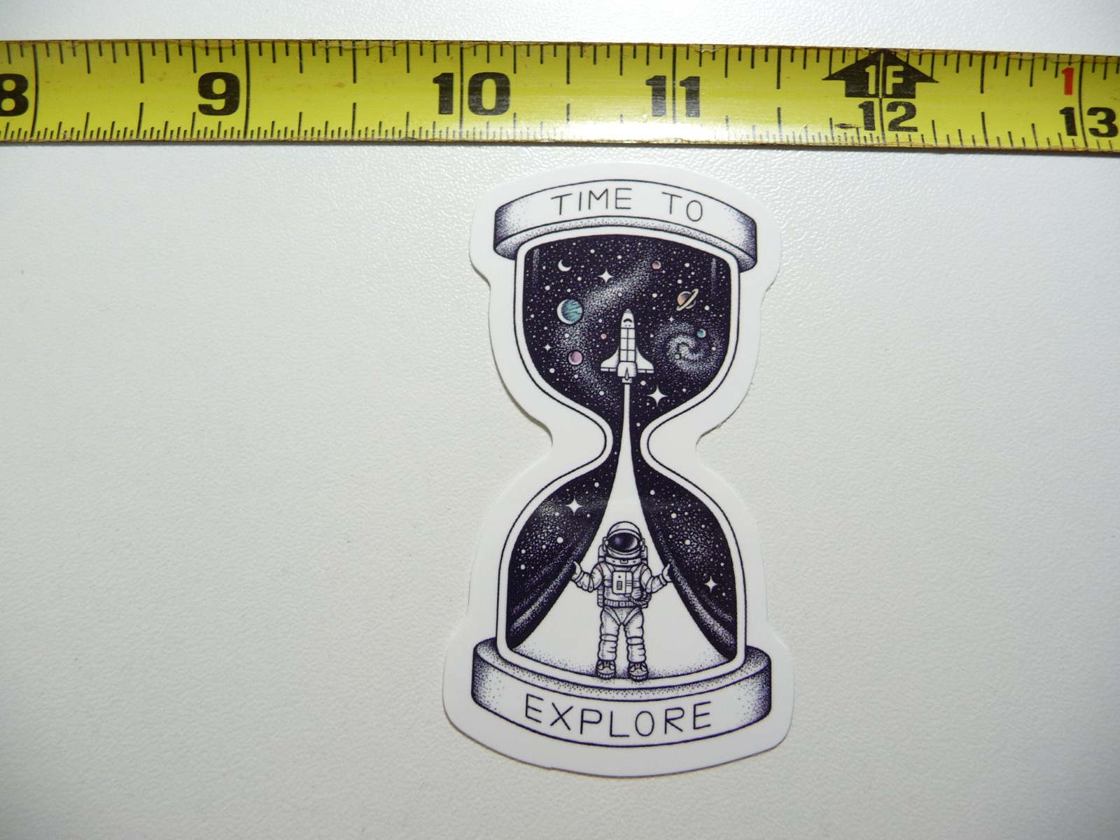 ASTRONAUT HOUR SAND GLASS SPACE SHUTTLE SUIT SMALL STICKER DECAL EXPLORATION