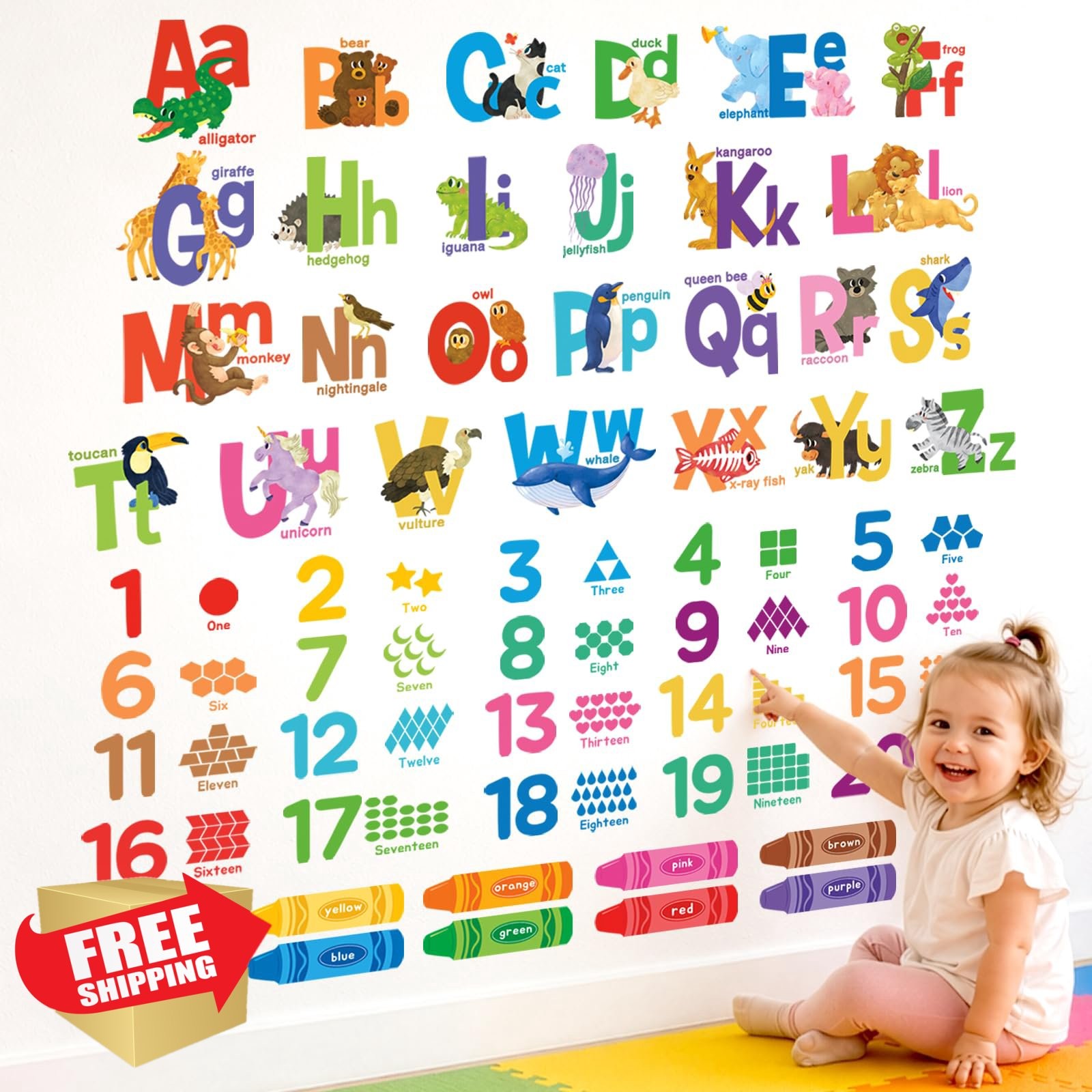 DECOWALL ABC Crayon Alphabet Wall Stickers