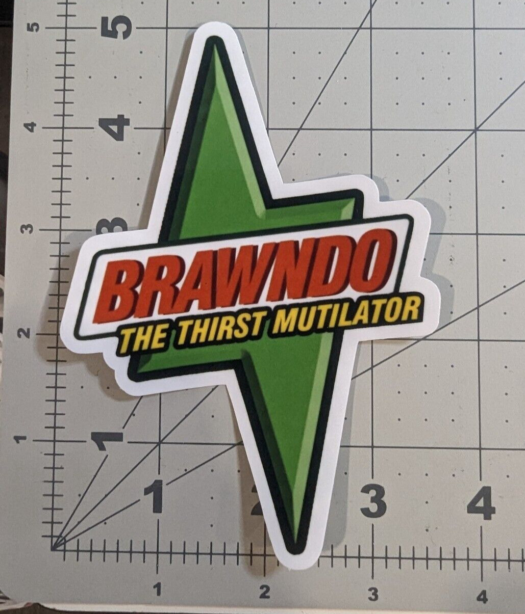 BRAWNDO The Thirst Mutilator die-cut vinyl sticker from Idiocracy movie