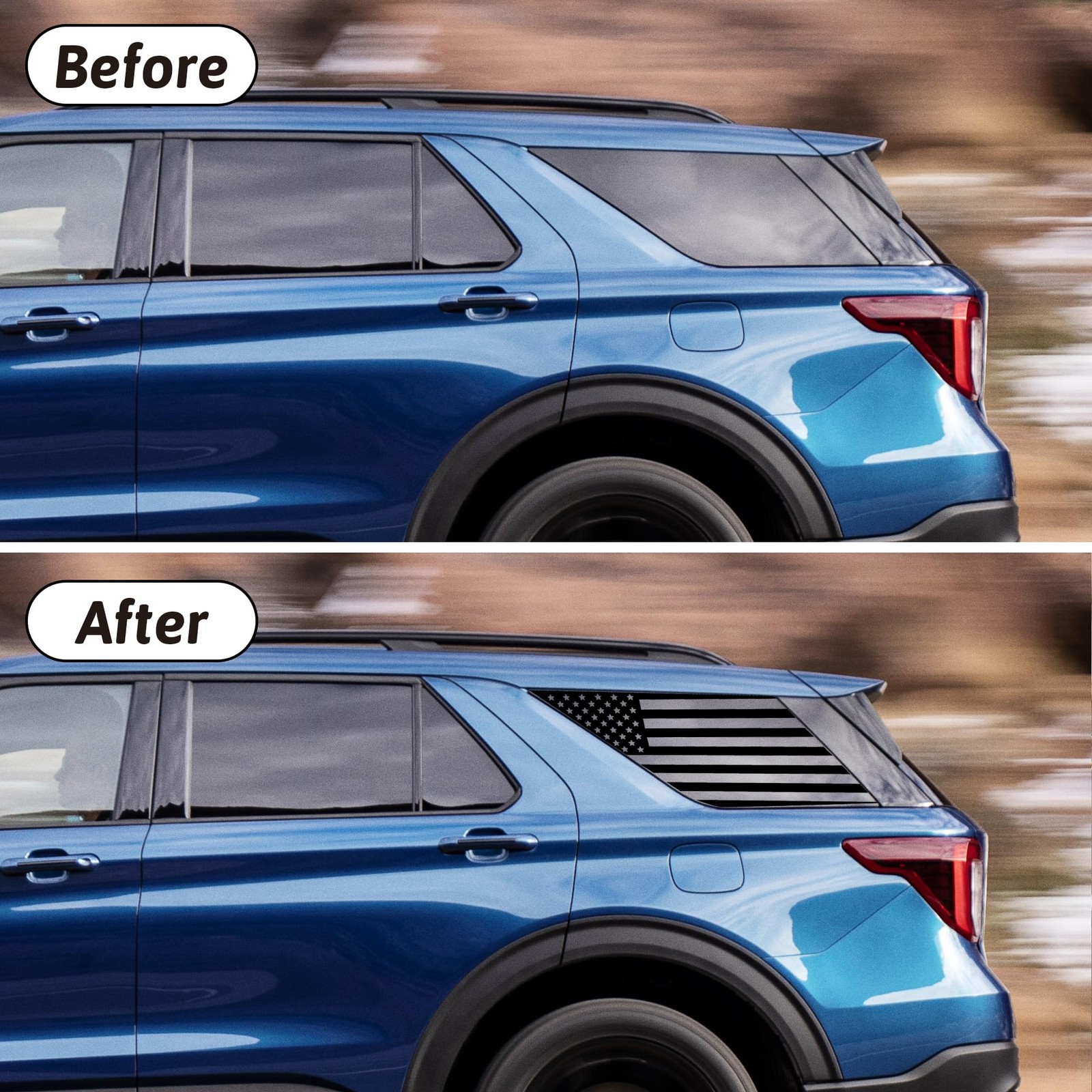 Rear Side Quarter Window Decals for Ford Explorer 2020-2022 2023 2024, Precut…