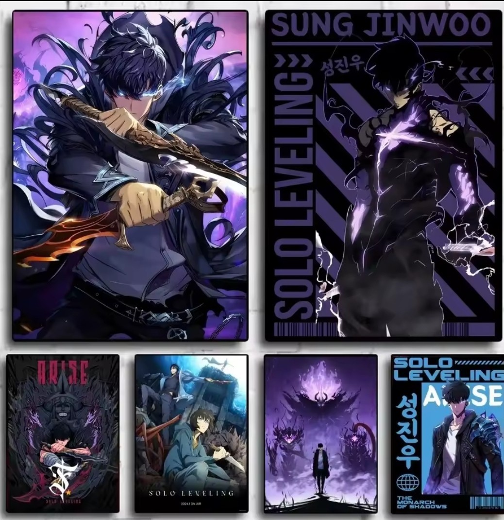 Solo Leveling Poster Wall Art Sun Jinwoo Canvas Cotton Unframed