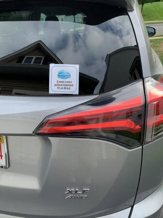 WEAR A MASK STICKER [4"x4"] FACE MASK VINYL BUMPER STICKER / WINDOW – POLITICAL