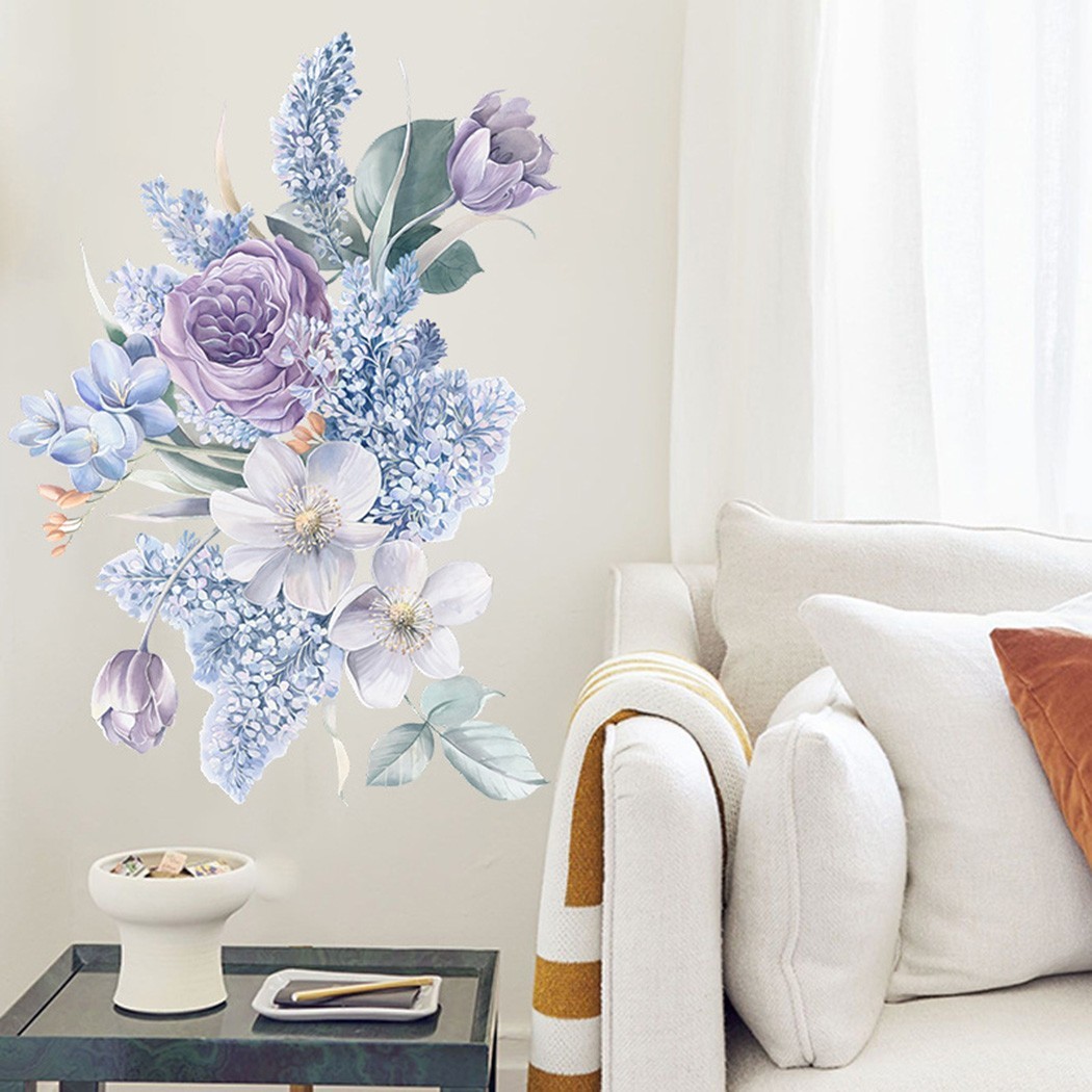 Removable Floral Wall Stickers Waterproof Vinyl Art Flower PVC Decals Home Decor