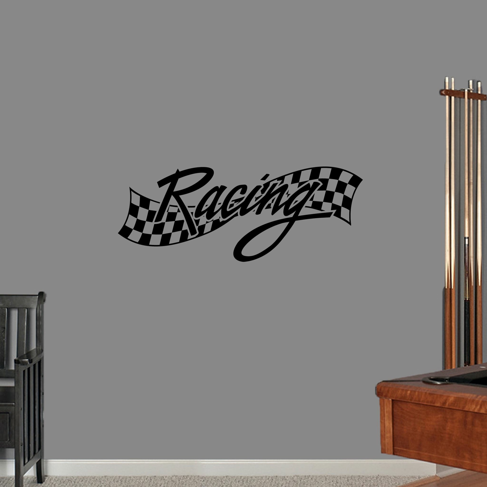 Checkered Racing Wall Decal – Racing, Sports, Cars, Driving, Kid, Teen, Man Cave