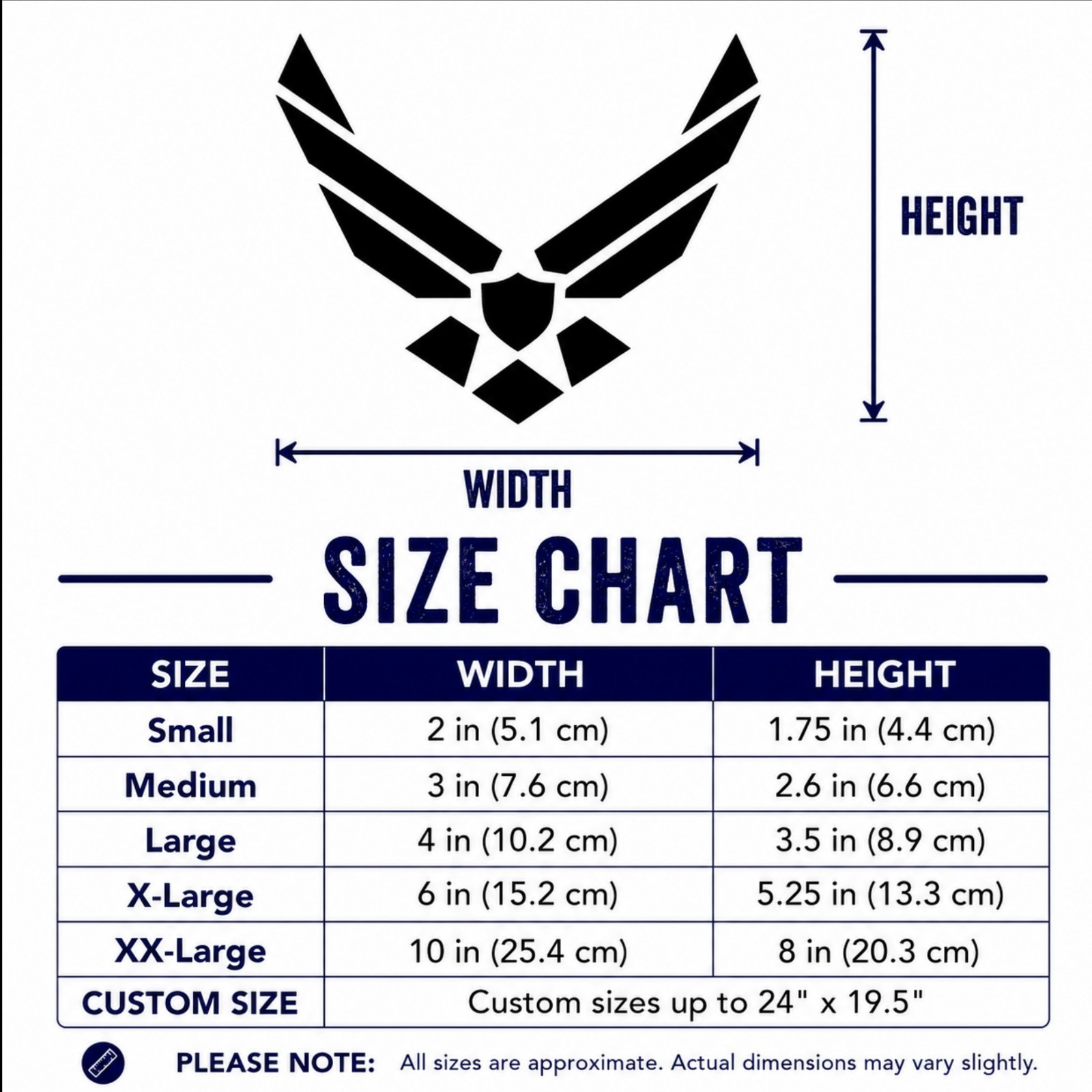 USAF Air Force Emblem Decal – Wings and Shield Vinyl Sticker Car Truck Window