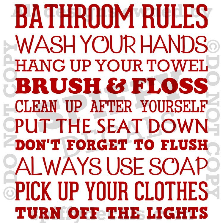 BATHROOM RULES WASH BRUSH FLOSS FLUSH Quote Vinyl Wall Decal Decor StickeR