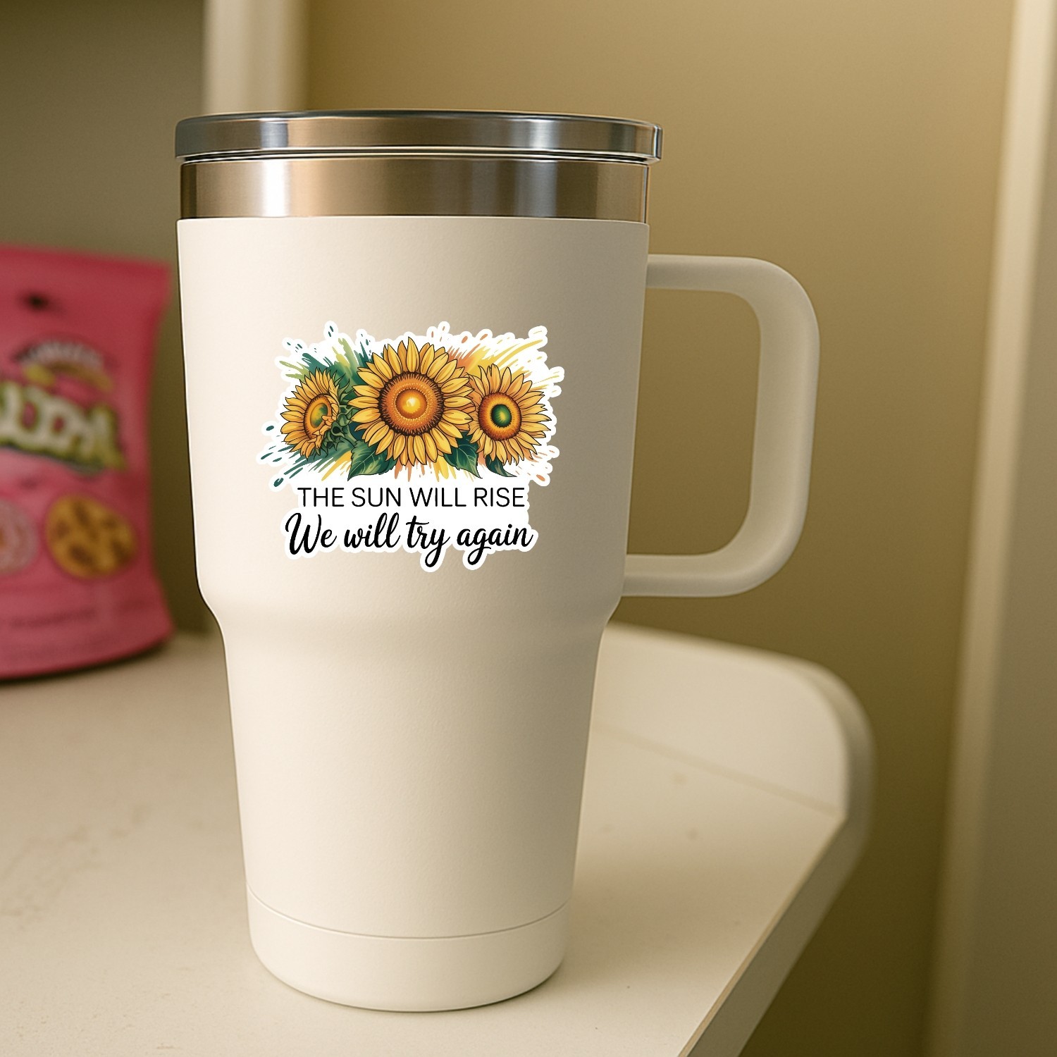 4pcs Sunflower Inspirational Stickers: Waterproof Vinyl Decals