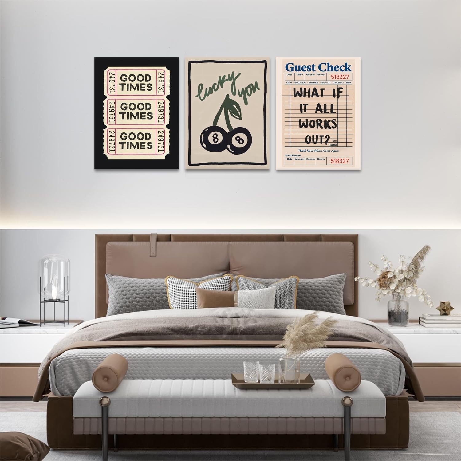 Dytila Framed What If It All Works Out Quote Wall Art Set of 3, Retro Good Ti…
