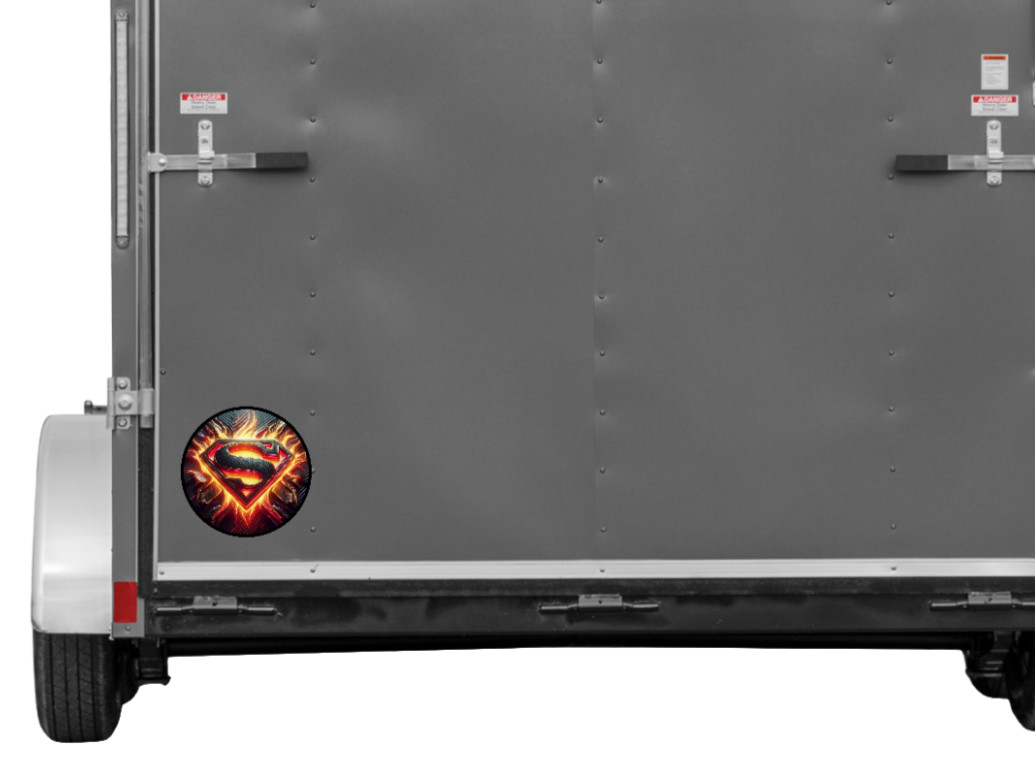Superman (Fire Logo) 4" Vinyl Decal Car Cooler Laptop Truck Trailer Grill Decor