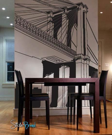 NYC Brooklyn Bridge Wall Decal. New York City Decor. #334