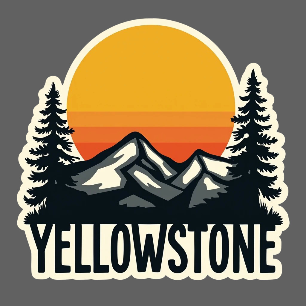 Yellowstone Sticker Vinyl Decal National Park Mountains Wilderness Hiking