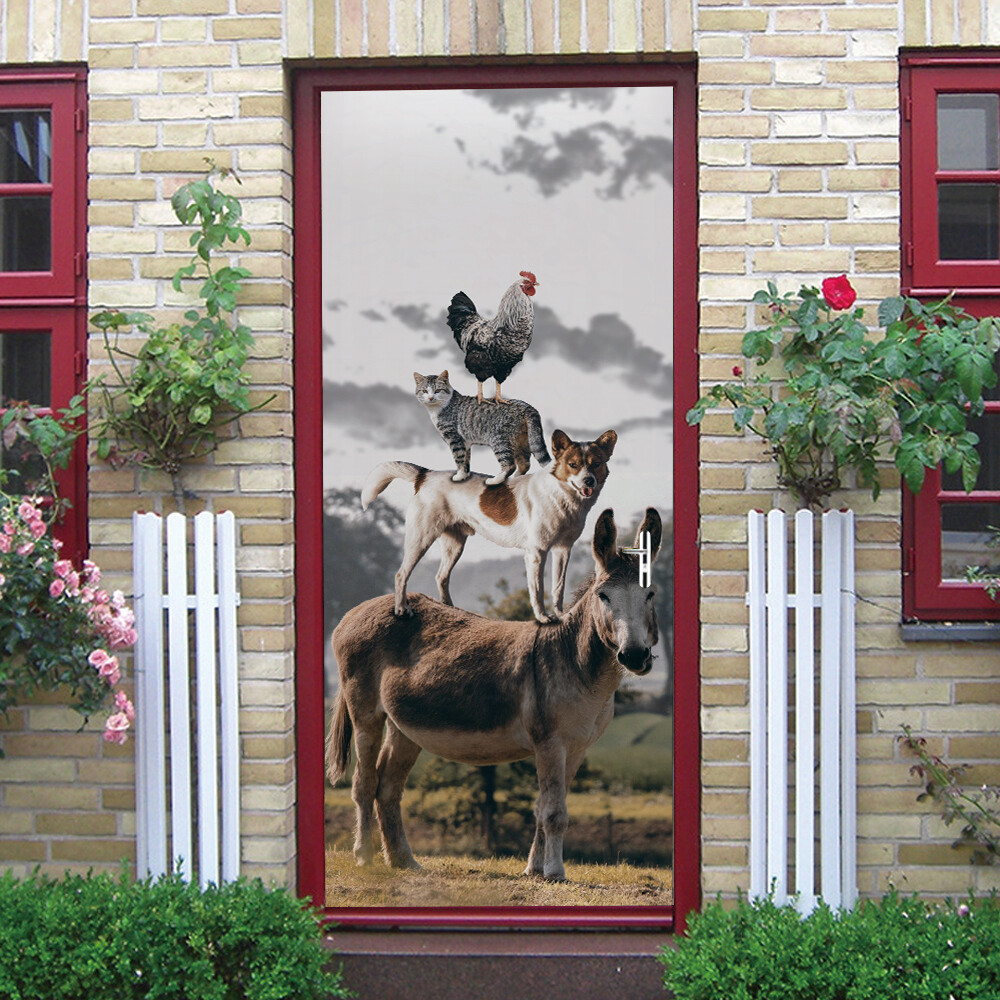 3D Wall Art Creative Animal Scenery Door Sticker Decal Self-adhesive Wrap Mural