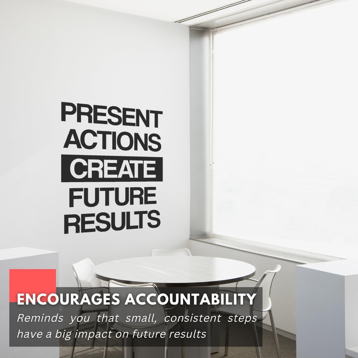 – Present Actions Wall Decal – Motivational Sticker Quote, Inspirational Viny…